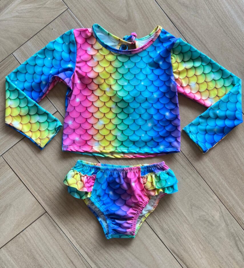 Conjunto Infantil Feminino Biquíni Cropped e Calcinha Sereia Fernanda Ramos Kids