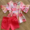 fernandaramoskids com br Conjunto Infantil Feminino Blusa Bata Short Rosa 3