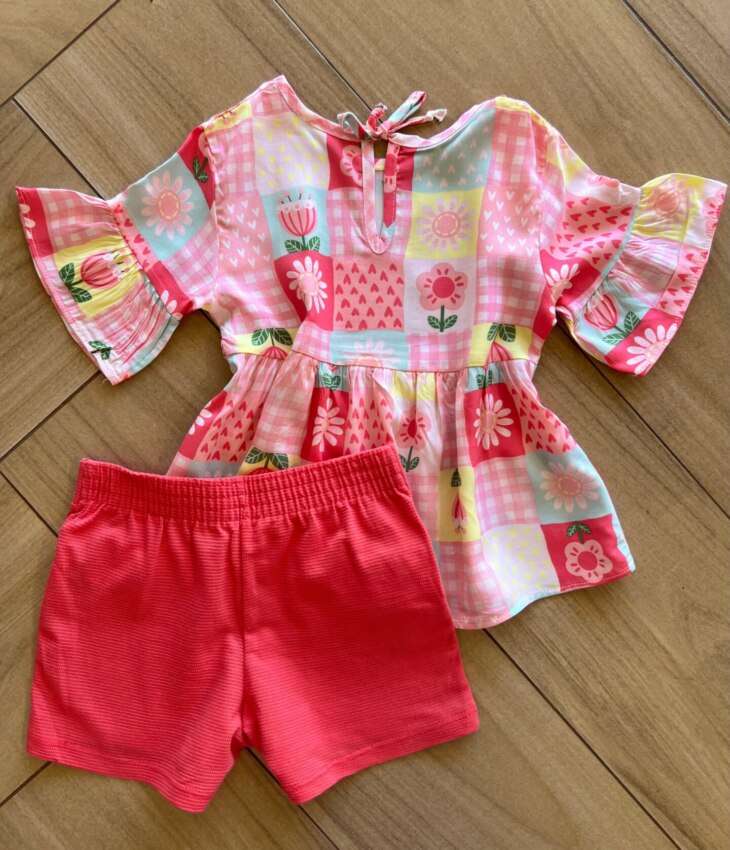fernandaramoskids com br Conjunto Infantil Feminino Blusa Bata Short Rosa 3