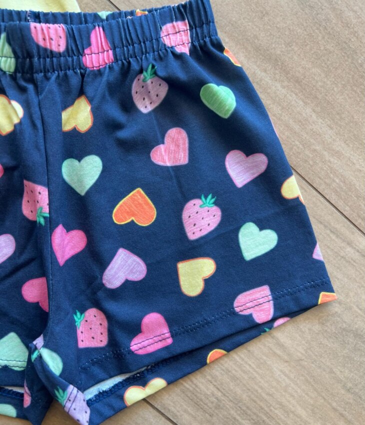 fernandaramosstore com br Conjunto Infantil Feminino Blusa Be Good e Short Azul Escuro1