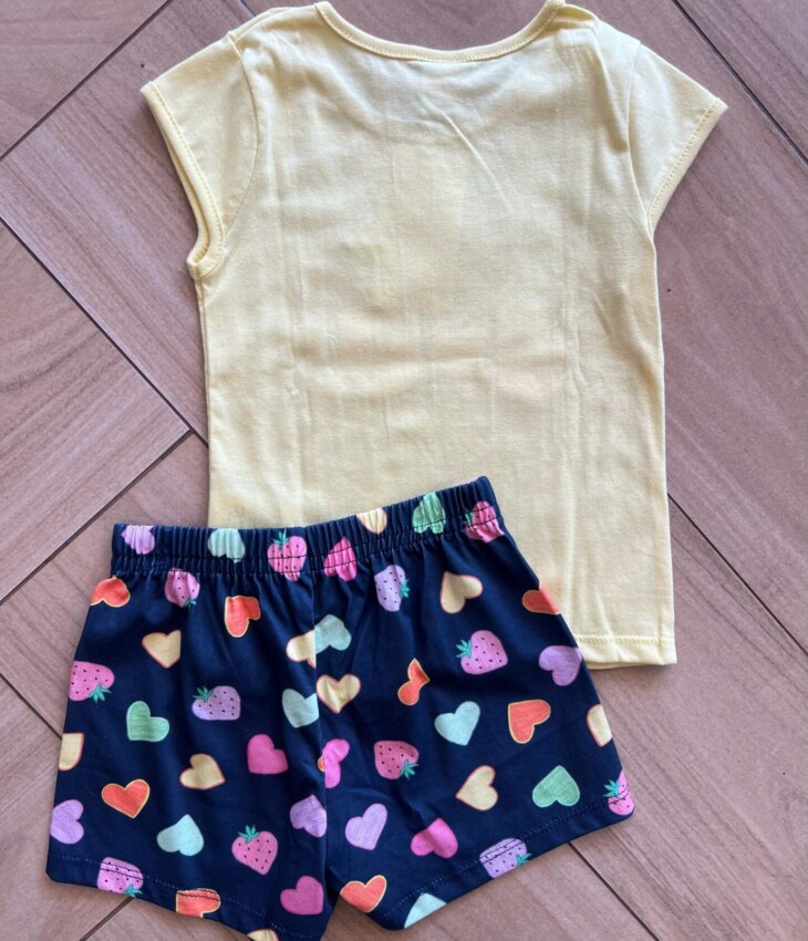 fernandaramosstore com br Conjunto Infantil Feminino Blusa Be Good e Short Azul Escuro2