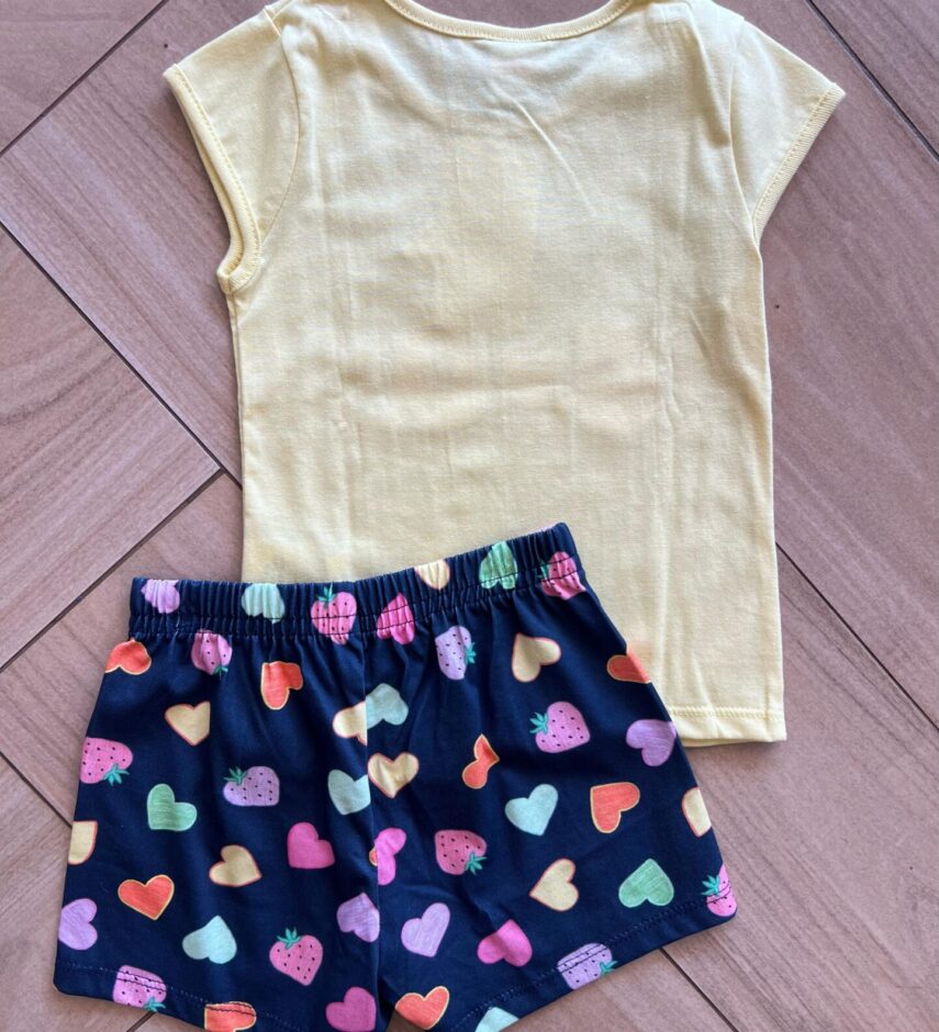 fernandaramosstore com br Conjunto Infantil Feminino Blusa Be Good e Short Azul Escuro2