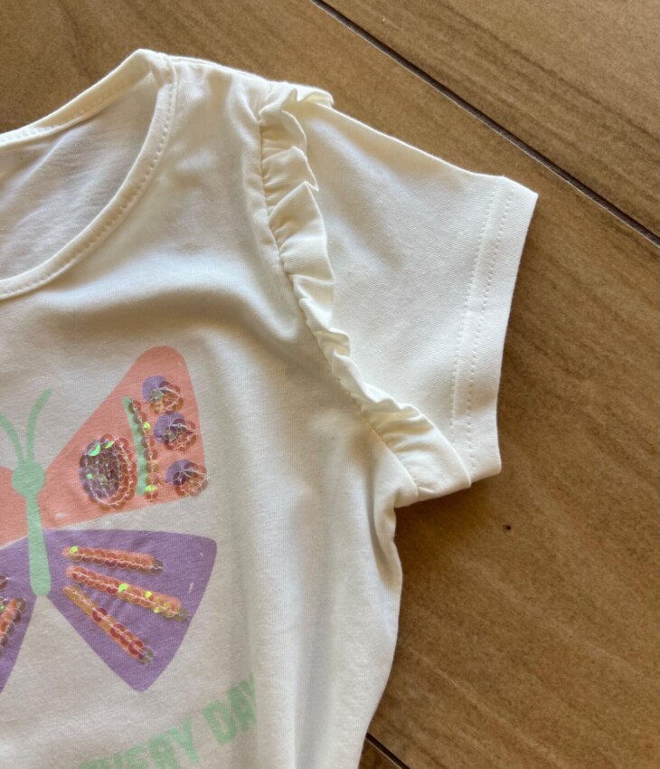 fernandaramoskids com br Conjunto Infantil Feminino Blusa Borboleta e Short Lilás 1