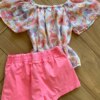 fernandaramoskids com br Conjunto Infantil Feminino Blusa Borboleta Short Rosa Neon 3
