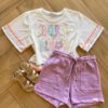 Conjunto Infantil Feminino Blusa Born Bloom e Short Fernanda Ramos Kids