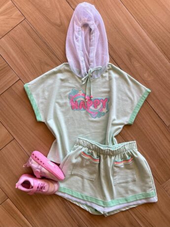 Conjunto Infantil Feminino Blusa Box e Short Saia Botonê Fernanda Ramos Kids