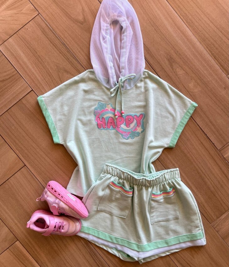 Conjunto Infantil Feminino Blusa Box e Short Saia Botonê Fernanda Ramos Kids