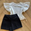 fernandaramoskids com br Conjunto Infantil Feminino Blusa Branca com Brilho e Short 2