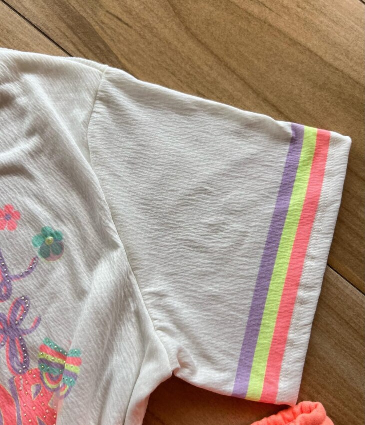fernandaramoskids com br Conjunto Infantil Feminino Blusa Bxy Over em Malha Wave Short 1