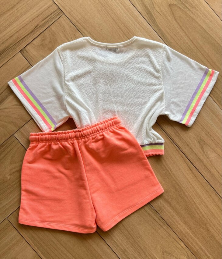 fernandaramoskids com br Conjunto Infantil Feminino Blusa Bxy Over em Malha Wave Short 3