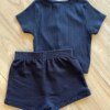 fernandaramoskids com br Conjunto Infantil Feminino Blusa Canelada Short Preto 2