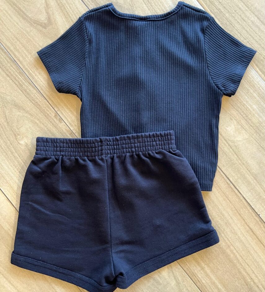 fernandaramoskids com br Conjunto Infantil Feminino Blusa Canelada Short Preto 2