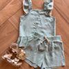 Conjunto Infantil Feminino Blusa com Botões e Short Verde Fernanda Ramos Kids