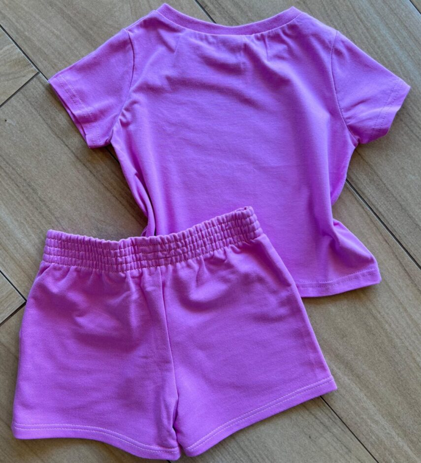 fernandaramoskids com br Conjunto Infantil Feminino Blusa Coração Short Lilas 2