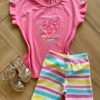 Conjunto Infantil Feminino Blusa Coração Short Listras Coloridas Fernanda ramos kids