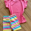 fernandaramoskids com br Conjunto Infantil Feminino Blusa Coração Short Listras Coloridas 2
