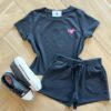 Conjunto Infantil Feminino Blusa Coração Short Preto Fernanda Ramos Kids