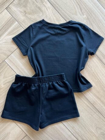 fernandaramoskids com br Conjunto Infantil Feminino Blusa Coração Short Preto 1