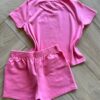 fernandaramoskids com br Conjunto Infantil Feminino Blusa Coração Short Rosa 2