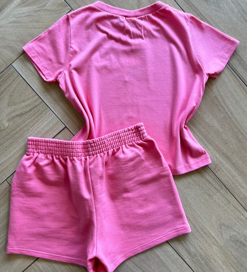 fernandaramoskids com br Conjunto Infantil Feminino Blusa Coração Short Rosa 2