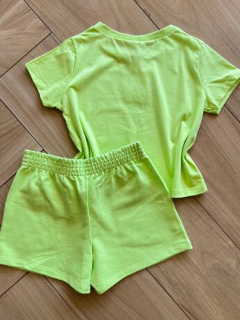 fernandaramoskids com br Conjunto Infantil Feminino Blusa Coração Short Verde Lima 1