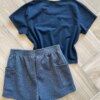fernandaramoskids com br Conjunto Infantil Feminino Blusa Cropped e Short Preto Brilhante2