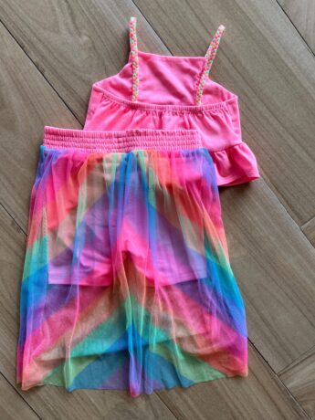 Conjunto Infantil Feminino Blusa Cropped e Short Saia Colorido Fernanda Ramos Kids