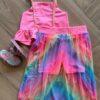 Conjunto Infantil Feminino Blusa Cropped e Short Saia Colorido Fernanda Ramos Kids