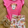 Conjunto Infantil Feminino Blusa e Short de Cachorrinhos Fernanda Ramos Kids