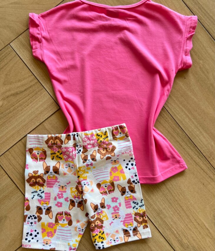 fernandaramoskids com br Conjunto Infantil Feminino Blusa e Short de Cachorrinhos3