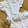 fernandaramoskids com br Conjunto Infantil Feminino Blusa e Short em Laise Branco1