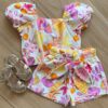 Conjunto Infantil Feminino Blusa e Short Frutas Fernanda Ramos Kids