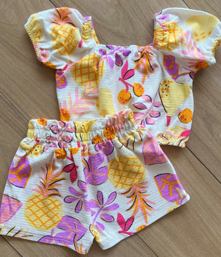 fernandaramoskids com br Conjunto Infantil Feminino Blusa e Short Frutas 2