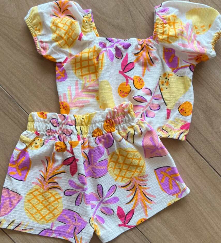 fernandaramoskids com br Conjunto Infantil Feminino Blusa e Short Frutas 2
