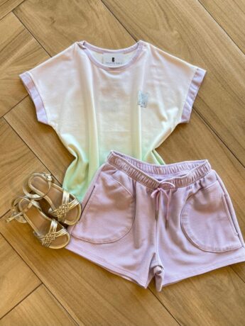 Conjunto Infantil Feminino Blusa e Short Lilás Fernanda Ramos Kids
