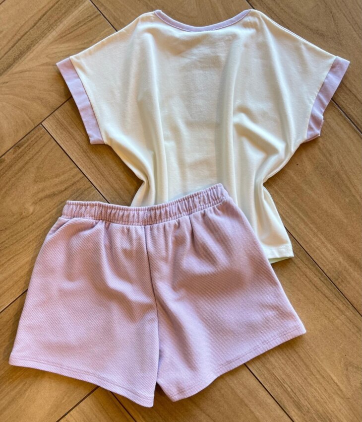 fernandaramoskids com br Conjunto Infantil Feminino Blusa e Short Lilás 2
