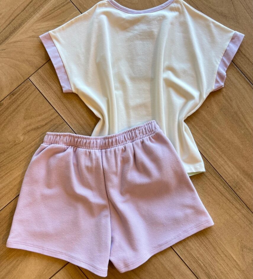 fernandaramoskids com br Conjunto Infantil Feminino Blusa e Short Lilás 2