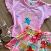 fernandaramoskids com br Conjunto Infantil Feminino Blusa e Short Que Calor Estampado1