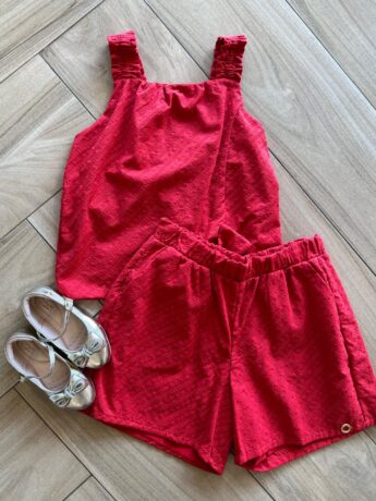 Conjunto Infantil Feminino Blusa e Short Vermelho Fernanda Ramos Kids