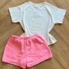 fernandaramoskids com br Conjunto Infantil Feminino Blusa Enjoy The Sun e Short Saia Pink2