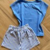Conjunto Infantil Feminino Blusa Forever Cute e Short Listrado Fernanda Ramos Kids