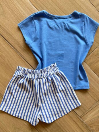 Conjunto Infantil Feminino Blusa Forever Cute e Short Listrado Fernanda Ramos Kids
