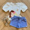 Conjunto Infantil Feminino Blusa Fotografia e Short Lilás Fernanda Ramos Kids