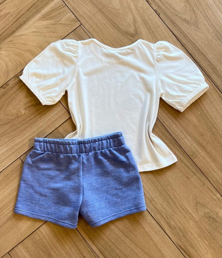 fernandaramoskids com br Conjunto Infantil Feminino Blusa Fotografia e Short Lilás2