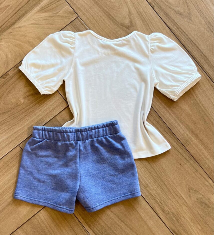 fernandaramoskids com br Conjunto Infantil Feminino Blusa Fotografia e Short Lilás2