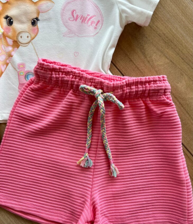 fernandaramoskids com br Conjunto Infantil Feminino Blusa Girafa e Short 1