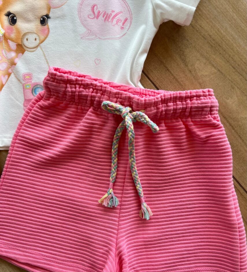 fernandaramoskids com br Conjunto Infantil Feminino Blusa Girafa e Short 1