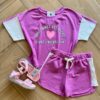 Conjunto Infantil Feminino Blusa Good Things e Short Lilás Fernanda Ramos Kids