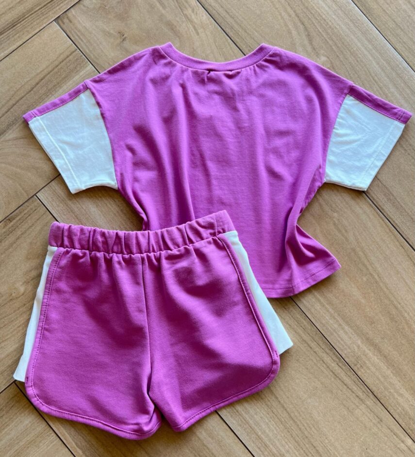 fernandaramoskids com br Conjunto Infantil Feminino Blusa Good Things e Short Lilás3