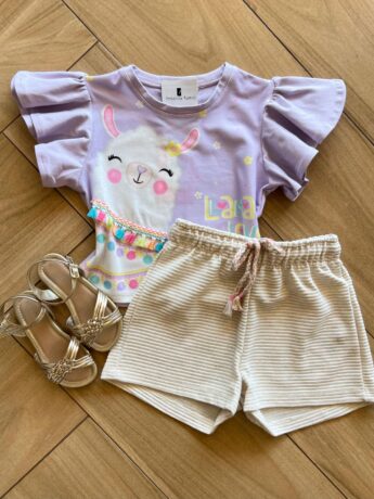 Conjunto Infantil Feminino Blusa Ihama Short Fernanda ramos kids